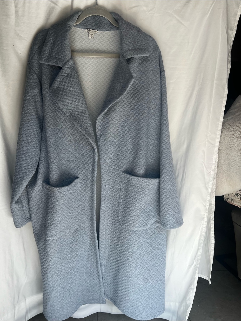 Cato Light Blue Textured Long Robe Coat